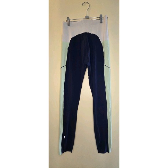 Sweaty Betty Pants - Sweaty Betty Leggings Womens MEDIUM Blue Power Stretch Yoga Gym Active Pockets